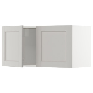 METOD Wall cabinet with 2 doors, white/Lerhyttan light grey, 80x40 cm