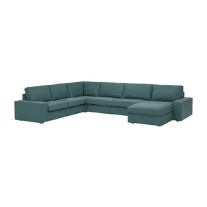 KIVIK Corner sofa, 6-seat w chaise longue, Kelinge grey-turquoise