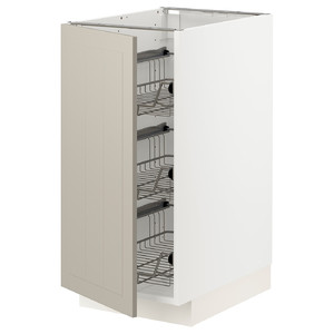 METOD Base cabinet with wire baskets, white/Stensund beige, 40x60 cm