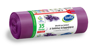 Stella Plastic Waste Bags Lavender 35l 15pcs, with drawstring
