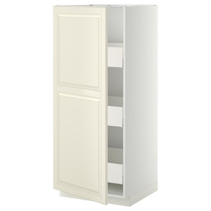 METOD / MAXIMERA High cabinet with drawers, white/Bodbyn off-white, 60x60x140 cm