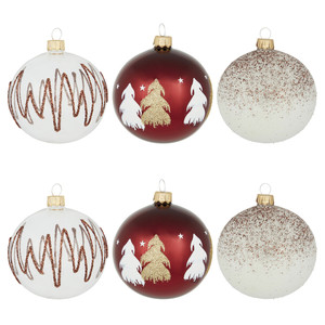 Christmas Glass Baubles Set Highland Lodge 6pcs