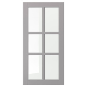 BODBYN Glass door, grey, 40x80 cm