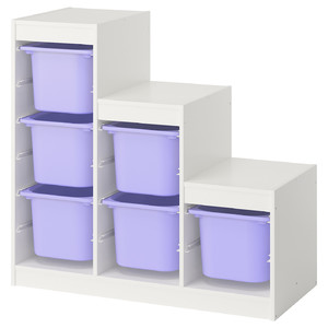 TROFAST Storage combination with boxes, white/lilac, 99x44x94 cm