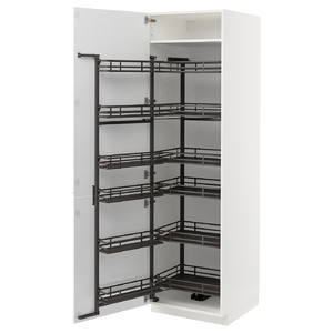 METOD High cabinet with pull-out larder, white/Voxtorp matt white, 60x60x200 cm