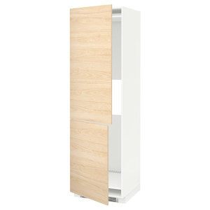 METOD Hi cab f fridge or freezer w 2 drs, white, Askersund ash light ash effect, 60x60x200 cm