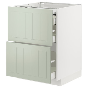 METOD / MAXIMERA Bc w pull-out work surface/3drw, white/Stensund light green, 60x60 cm