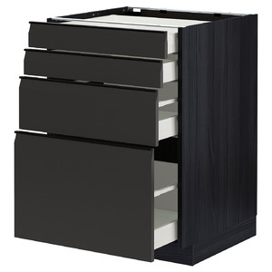 METOD / MAXIMERA Base cab 4 frnts/4 drawers, black/Upplöv matt anthracite, 60x60 cm