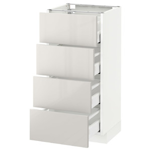 METOD / MAXIMERA Base cab 4 frnts/4 drawers, white, Ringhult light grey, 40x37 cm