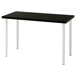 LAGKAPTEN / OLOV Desk, black-brown/white, 120x60 cm