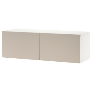 BESTÅ Wall-mounted cabinet combination, white/Lappviken light grey-beige, 120x42x38 cm