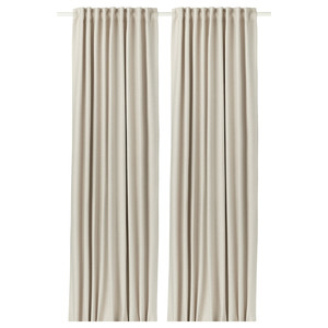 VILBORG Curtains, 1 pair, beige, 145x300 cm