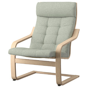 POÄNG Armchair, white stained oak veneer/Gunnared light green