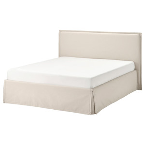 TÄRNKULLEN Upholstered bed frame, Vissle beige, 160x200 cm