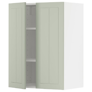 METOD Wall cabinet with shelves/2 doors, white/Stensund light green, 60x80 cm