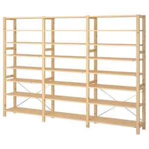 IVAR 3 sections/shelves, pine, 259x30x179 cm