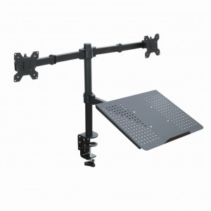 ART Desk Mount for 2 LED/LCD Monitors 13-27" with Notebook Holder L-25