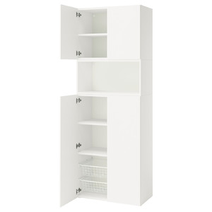 PLATSA Storage combination with doors, white/Fonnes white, 80x42x221 cm