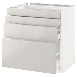 METOD/MAXIMERA Base cab 4 frnts/4 drawers, white/Ringhult light grey, 80x61.8x88 cm