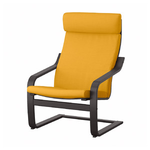 POÄNG Armchair, black-brown/Skiftebo yellow