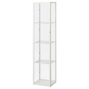 BLÅLIDEN / STRIMSÄV Glass-door cabinet with lighting, white