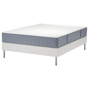 LYNGÖR Divan bed, Vågstranda firm/light blue white, Standard Super King