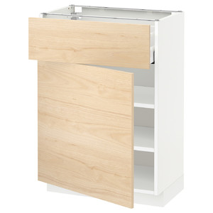 METOD / MAXIMERA Base cabinet with drawer/door, white/Askersund light ash effect, 60x37 cm