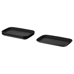 FÄRGKLAR Plate, matt dark grey, 30x18 cm, 4 pack