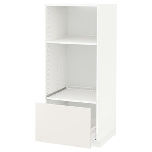 METOD / MAXIMERA High cab for oven/micro w drawer, white/Veddinge white, 60x60x140 cm