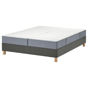LYNGÖR Divan bed, Vesteröy medium firm/light blue dark grey, 180x200 cm