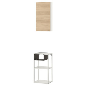 ENHET Wall storage combination, white, oak effect, 40x30x150 cm