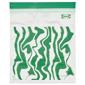 ISTAD Resealable bag, patterned bright green, 2.5 l, 20 pack