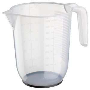 BEHÖVA Measuring jug, transparent, grey, 1 l