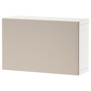 BESTÅ Wall-mounted cabinet combination, white/Lappviken light grey/beige, 60x22x38 cm