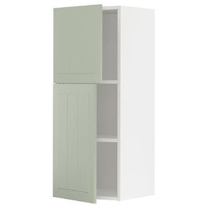 METOD Wall cabinet with shelves/2 doors, white/Stensund light green, 40x100 cm