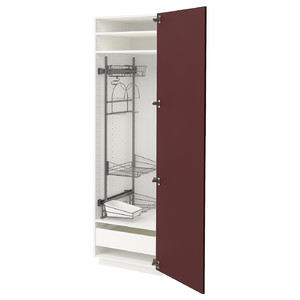 METOD / MAXIMERA High cabinet with cleaning interior, white Kallarp/high-gloss dark red-brown, 60x60x200 cm