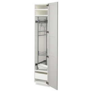 METOD / MAXIMERA High cabinet with cleaning interior, white/Lerhyttan light grey, 40x60x200 cm