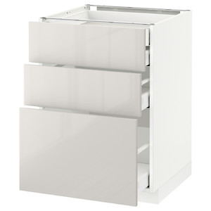 MAXIMERA/METOD Base cb 3 frnts/2 low/1 md/1 hi drw, white, Ringhult light grey, 60x61.8x88 cm