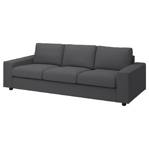 VIMLE 3-seat sofa, with wide armrests/Hallarp grey