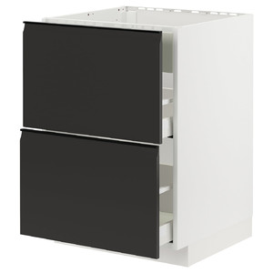 METOD / MAXIMERA Base cab f hob/int extractor w drw, white/Upplöv matt anthracite, 60x60 cm