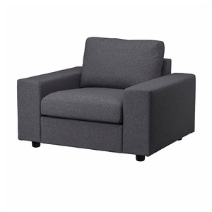 VIMLE Armchair, with wide armrests/Gunnared medium grey