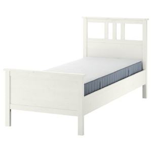 HEMNES Bed frame with mattress, white stain/Valevåg medium firm, 90x200 cm