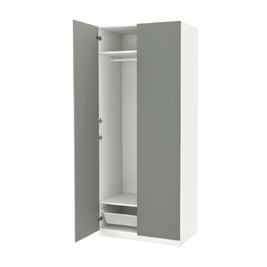 PAX / REINSVOLL Wardrobe, white/grey-green, 100x60x236 cm