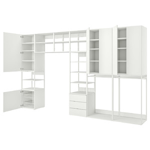 PLATSA Storage comb w 6 doors+3 drawers, white, Fonnes white, 420x42x241 cm