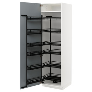 METOD High cabinet with pull-out larder, white/Veddinge grey, 60x60x200 cm