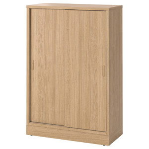 TONSTAD Cabinet with sliding doors, oak veneer, 82x37x120 cm