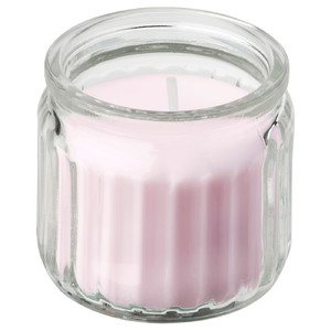 LUGNARE Scented candle in glass, Jasmine/pink, 12 hr