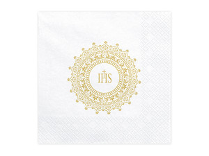 Paper Napkin IHS Holy Communion 33x33cm 20pcs, gold