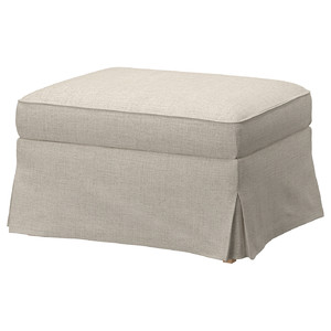 EKTORP Footstool with storage, Kilanda light beige