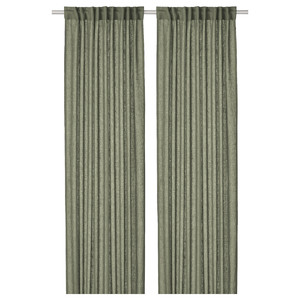 DYTÅG Curtains, 1 pair, grey-green, 145x300 cm